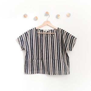 Madewell Black and White Striped Blouse